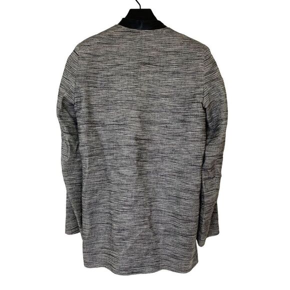 Maje Long Gray Cotton Linen Stretch Asymmetric Zip Coat women’s size 36 Small - Picture 2 of 11
